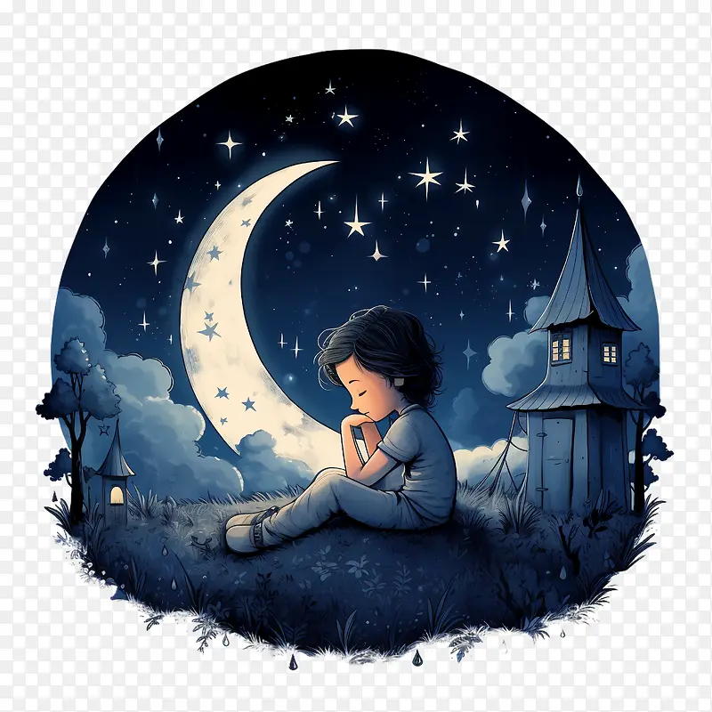 全球睡眠在星空下的夜晚-全球睡眠在星空下的夜晚夜晚月亮星夜小屋