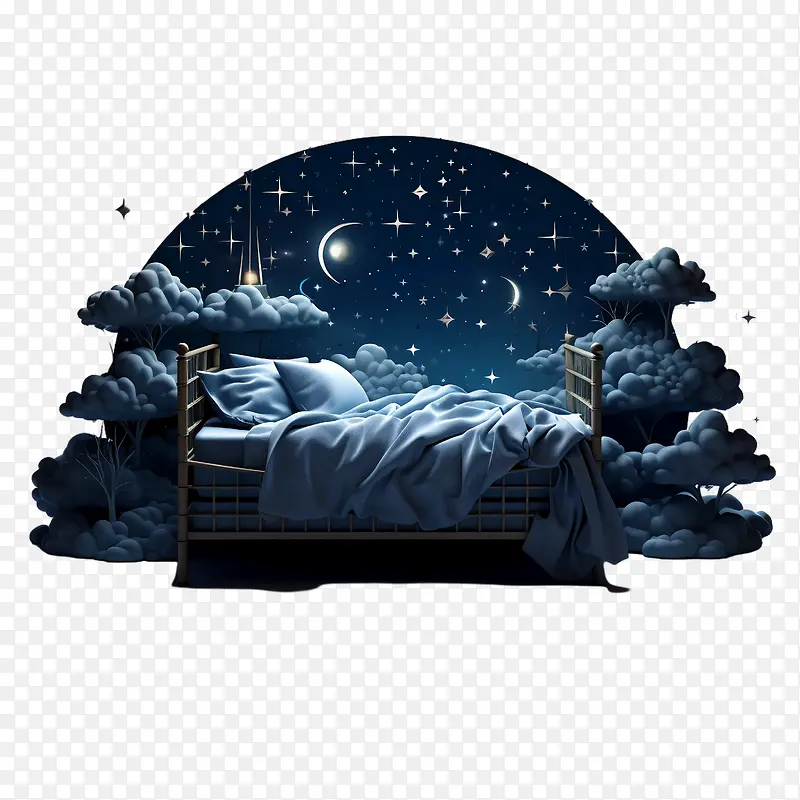 全球睡眠在星空下的夜晚-全球睡眠在星空下的夜晚床月亮星星云