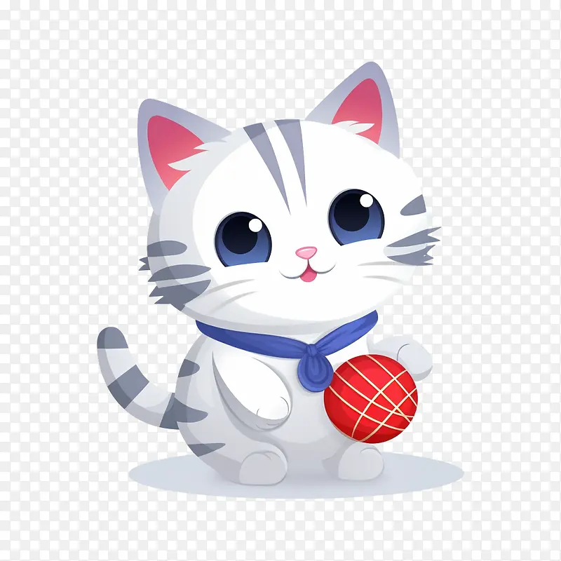 猫玩毛线球-猫玩毛线球小猫可爱可爱的白色
