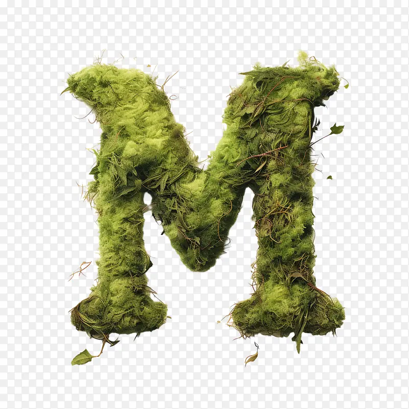 字母M-字母M苔藓绿色自然有机