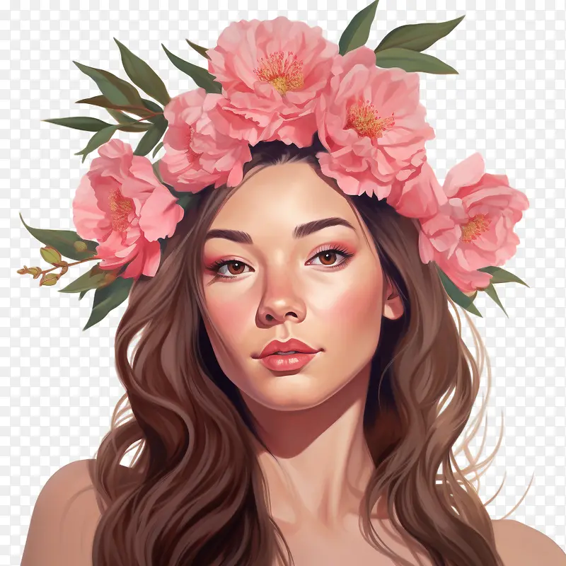 时尚女孩-时尚女孩女人花冠美丽鲜花