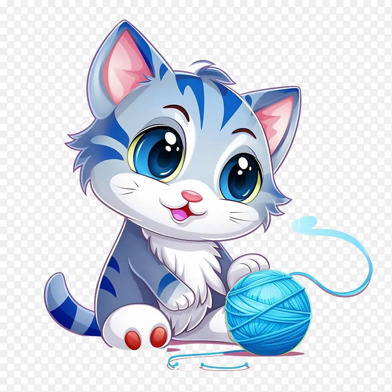 猫玩毛线球-猫玩毛线球小猫可爱的蓝眼睛毛茸茸的