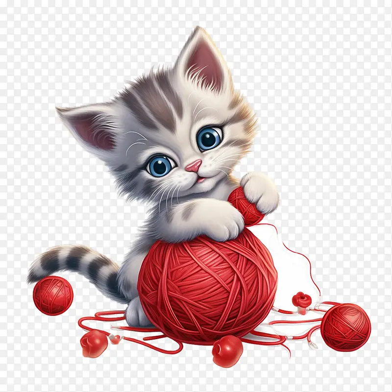 猫玩毛线球-猫玩毛线球小猫可爱可爱毛茸茸的