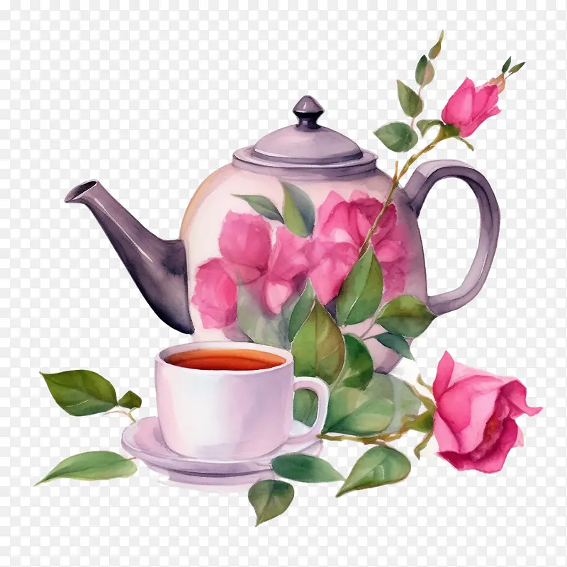 茶壶-茶壶茶壶玫瑰杯碟子