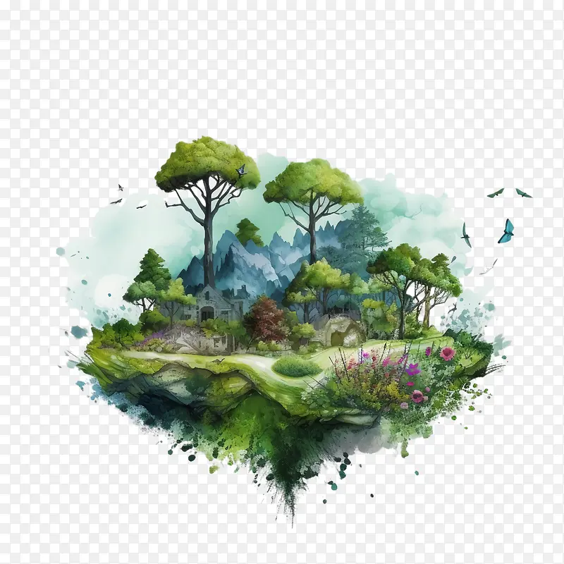 世界自然保护日-世界自然保护日森林树木水岩石