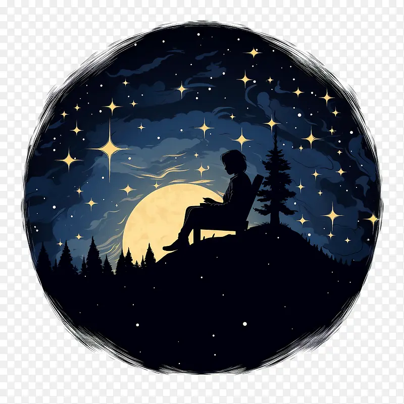 全球睡眠在星空下的夜晚-全球睡眠在星空下的夜晚夜山星星月亮