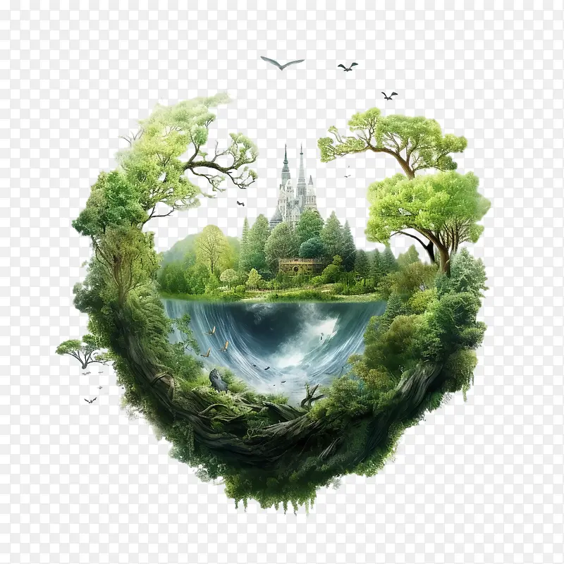 世界自然保护日-世界自然保护日森林山脉城堡树木