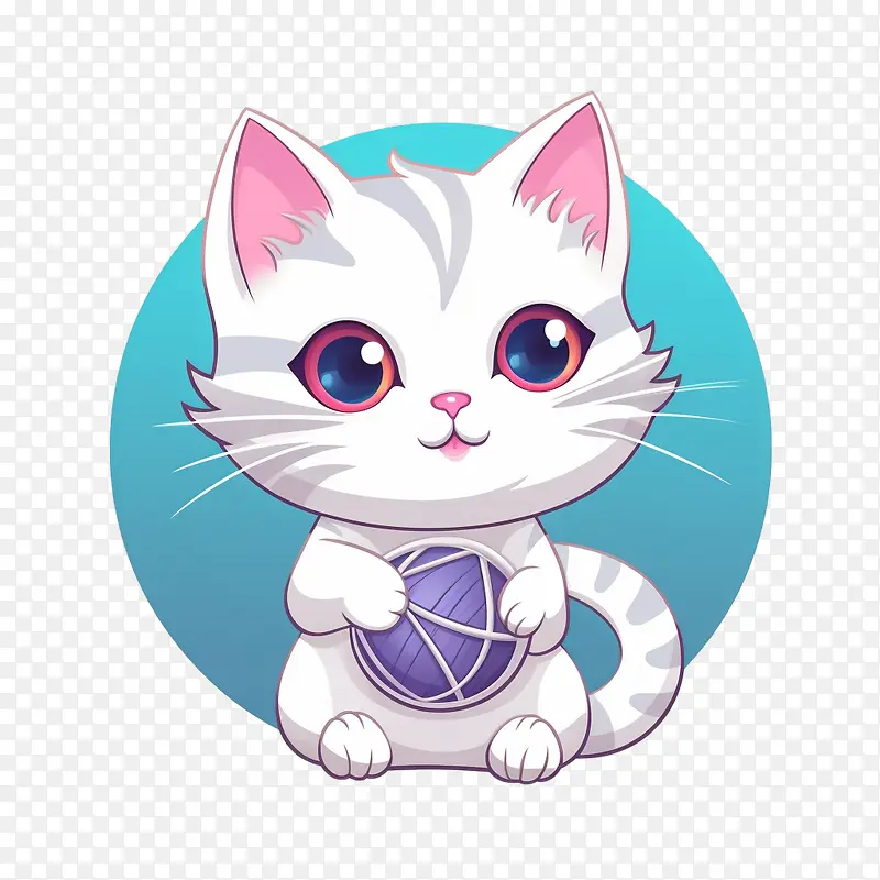 猫玩毛线球-猫玩毛线球猫可爱的白色粉红色眼睛
