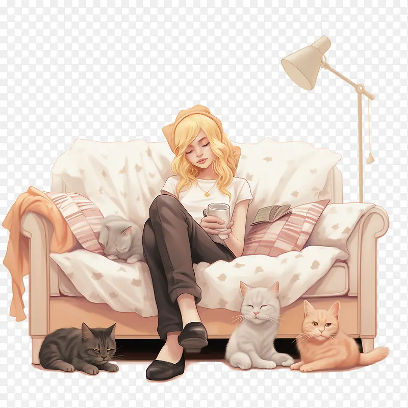 全国懒惰日-全国懒惰日猫猫女孩读书