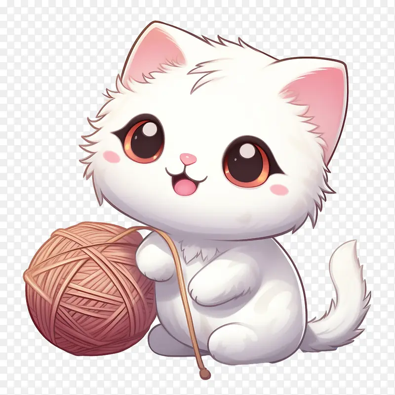 猫玩毛线球-猫玩毛线球猫小猫白色可爱