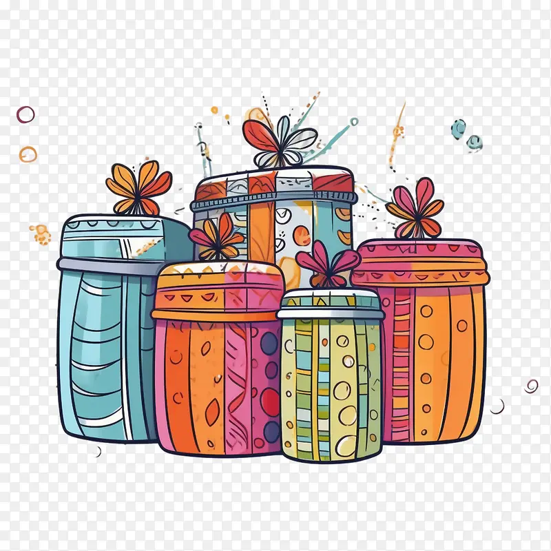 卡通礼品盒-手绘