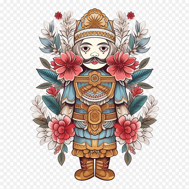 圣诞胡桃夹子-花卉装饰