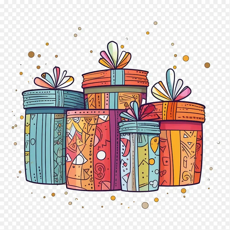 卡通礼品盒-卡通礼品盒呈现礼物颜色图案