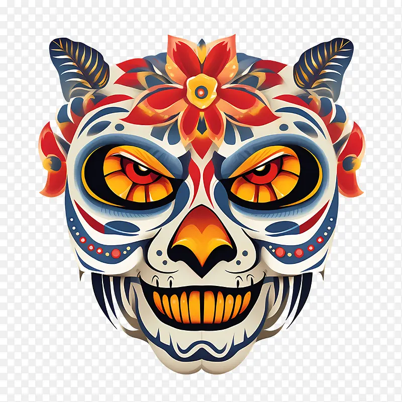 亡灵节-亡灵节亡灵节老虎头骨猫头骨