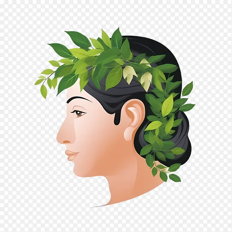抽象脸-抽象脸花冠女人头自然