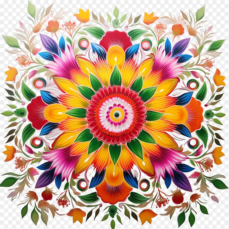 onam花卉rangoli-onam花卉rangoli花多彩复杂充满活力