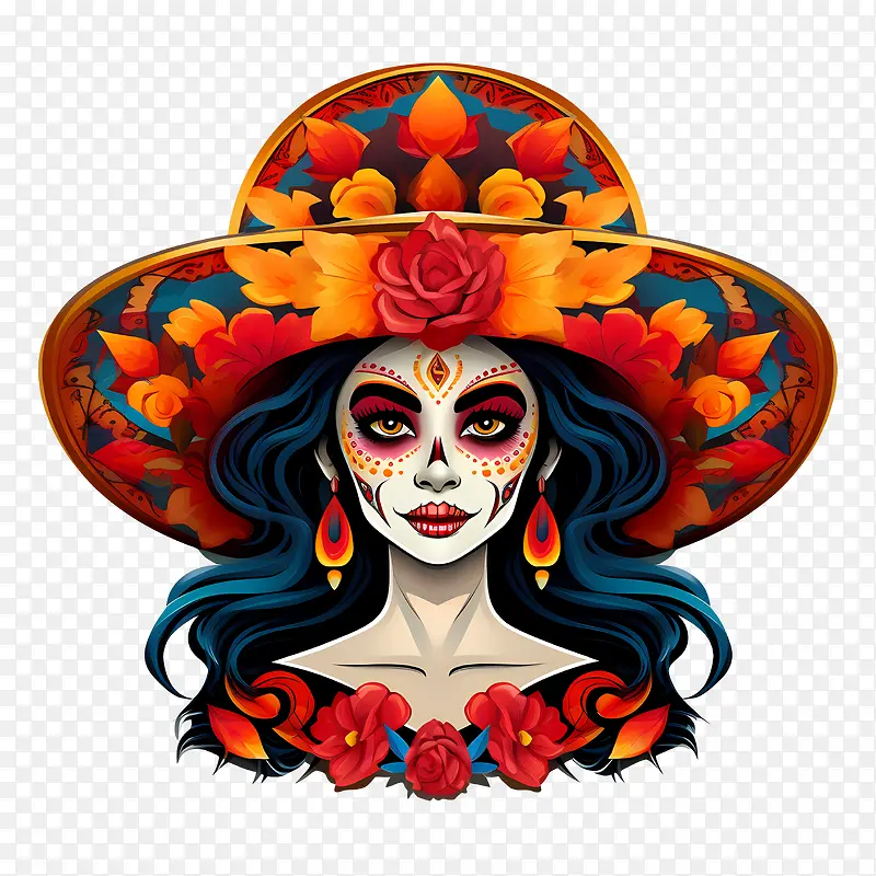亡灵节-亡灵节亡灵节女士骷髅面具
