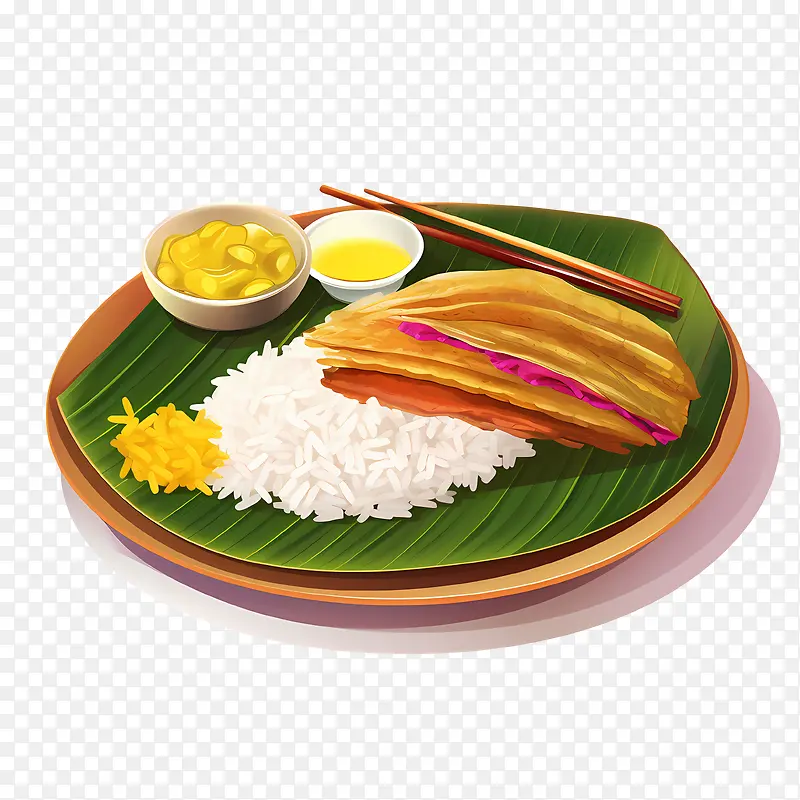 OnamSadya食物-绿叶