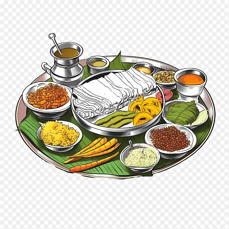 OnamSadya食品-OnamSadya食品大米木豆蔬菜肉汁