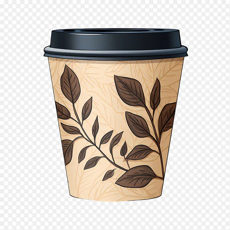 棕色纸咖啡杯-咖啡