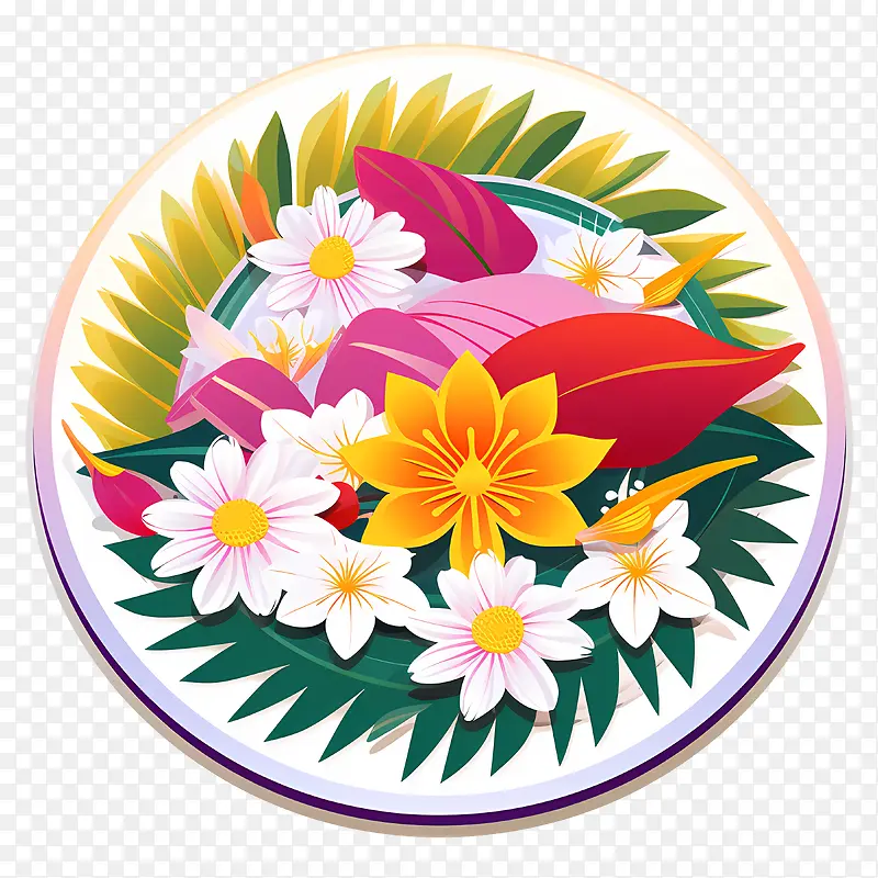 onam花卉rangoli-onam花卉rangoli花热带自然花朵