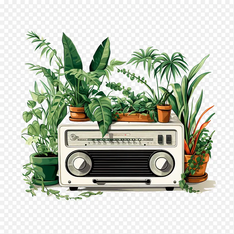 国家广播日-国家广播日无线电花园植物复古