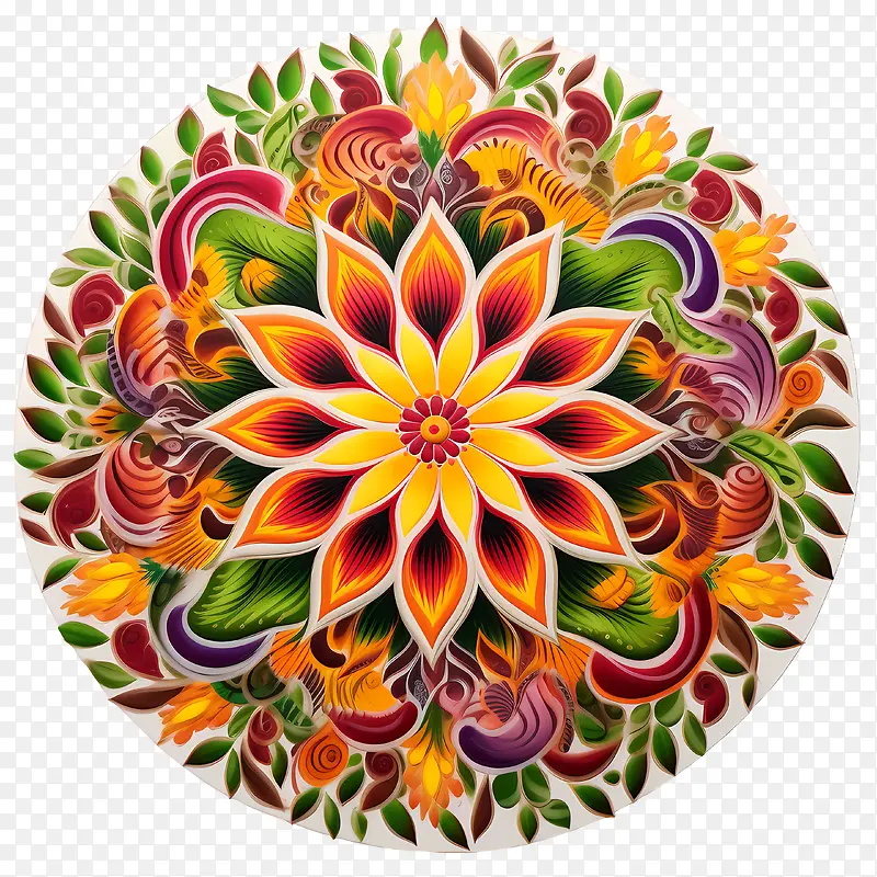 onam花卉rangoli-onam花卉rangoli花卉多彩复杂精致