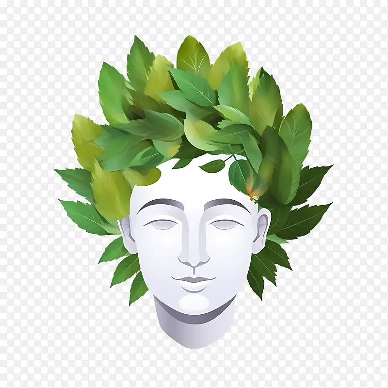 抽象脸-抽象脸人头叶绿