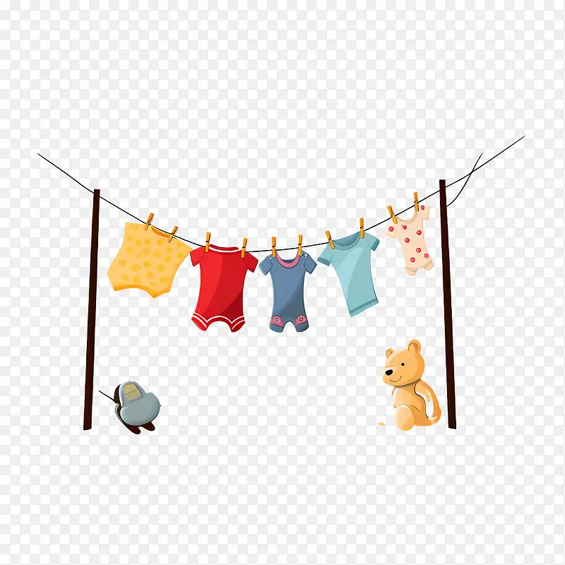 挂衣服——挂衣服婴儿衣服挂在晾衣绳上婴儿衣服挂在晾衣绳上