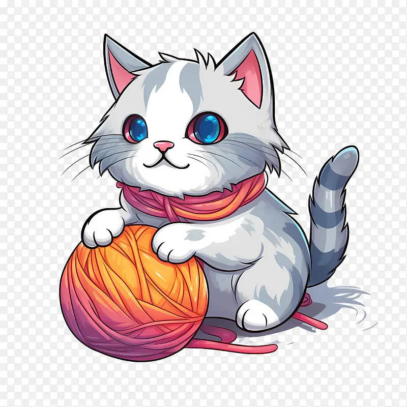猫玩毛线球-猫玩毛线球猫小猫毛茸茸的可爱