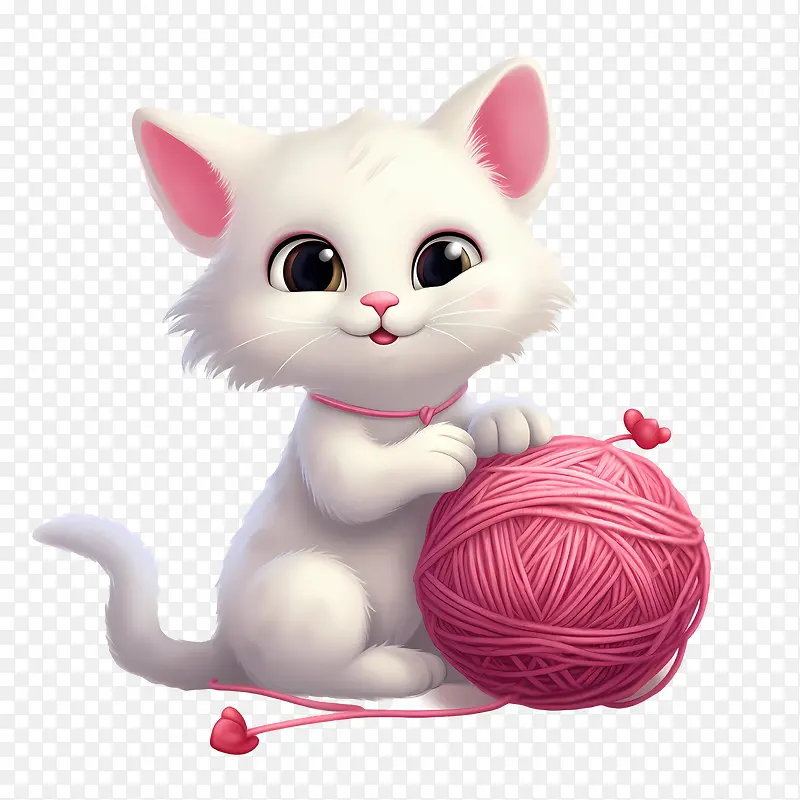 猫玩毛线球-猫玩毛线球小猫白猫顽皮