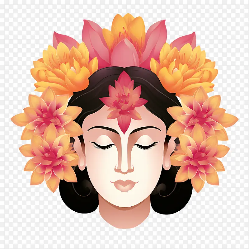 抽象脸-抽象脸脸女人花瑜伽