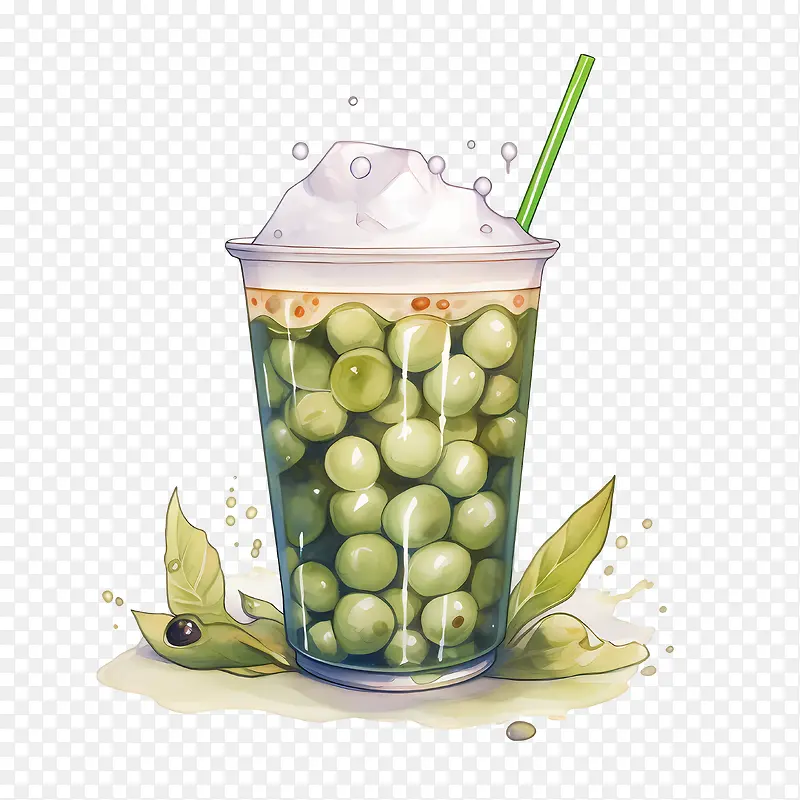 抹茶珍珠奶茶-抹茶珍珠奶茶柠檬水青橄榄冰吸管