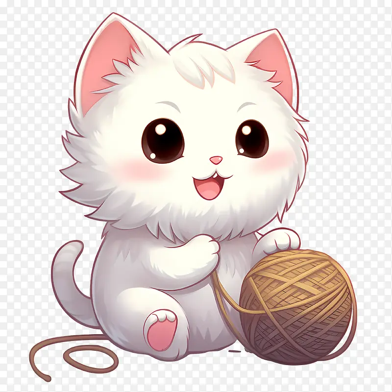 猫玩毛线球-猫玩毛线球小猫可爱白色俏皮