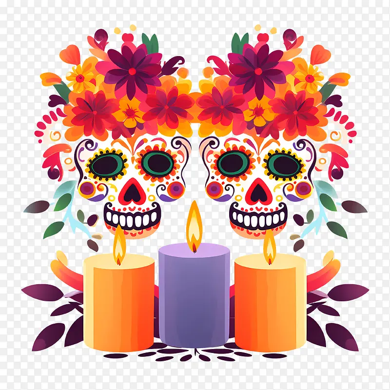 亡灵节-亡灵节亡灵节蜡烛糖头骨亡灵节