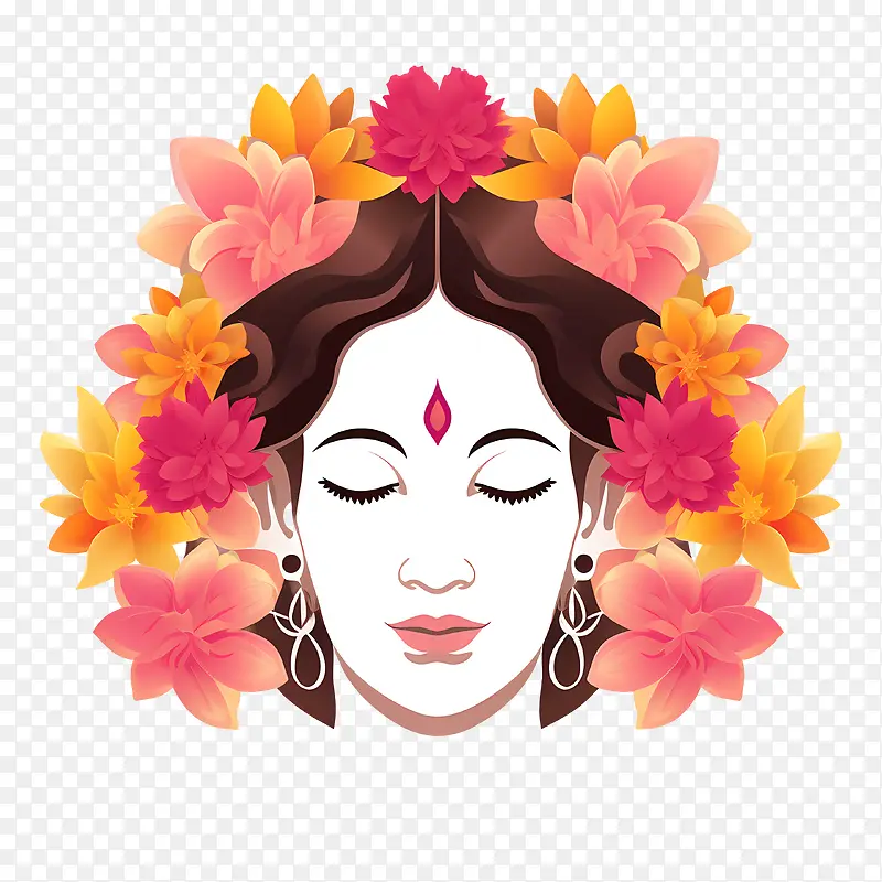 抽象脸-抽象脸女人脸花面部表情