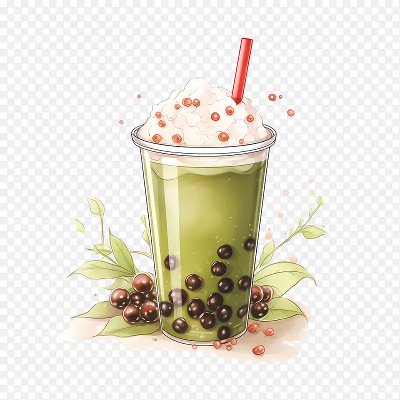 抹茶珍珠奶茶-珍珠奶茶