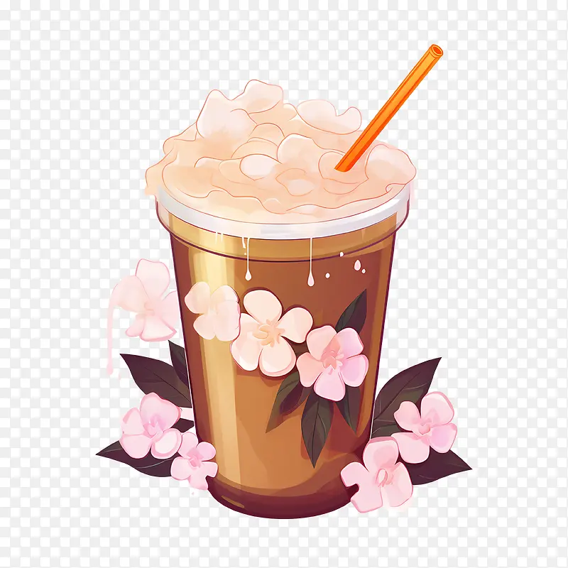 珍珠奶茶-粉色花朵