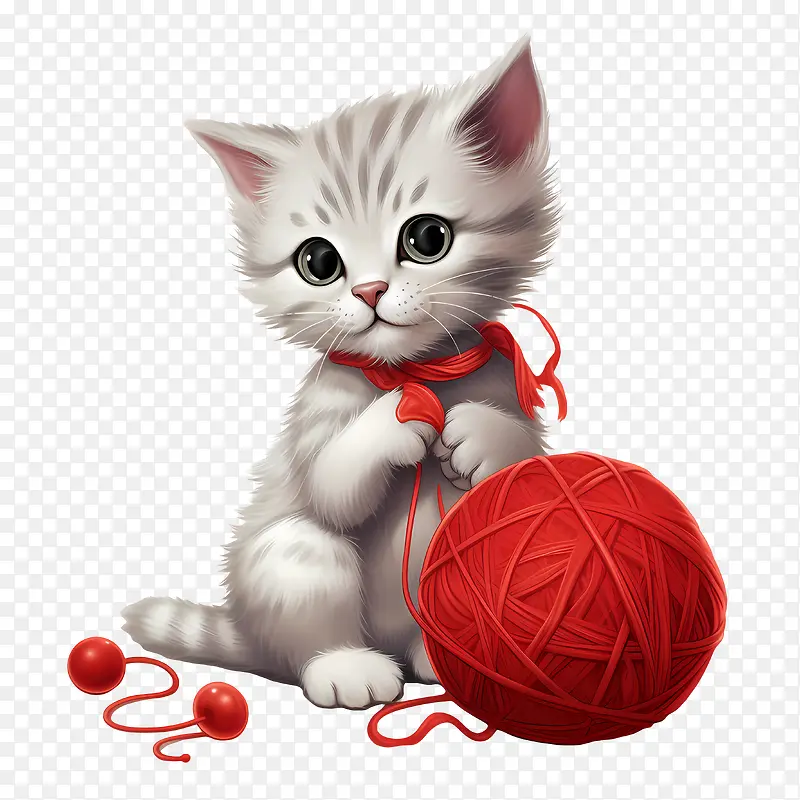 猫玩毛线球-猫玩毛线球猫白色小猫毛线球