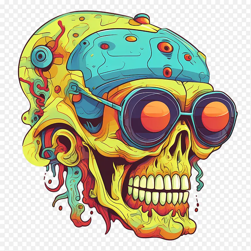 僵尸骷髅-僵尸骷髅头骨护目镜滑板赛博朋克