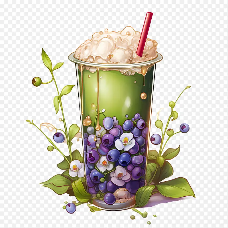 抹茶珍珠奶茶-草莓