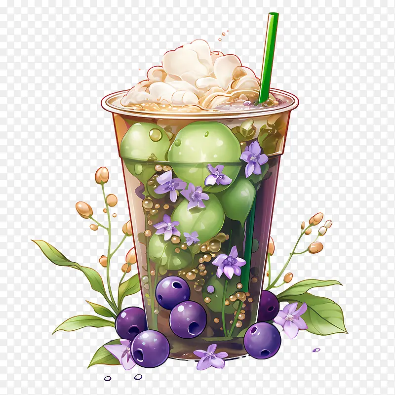 抹茶珍珠奶茶-西瓜