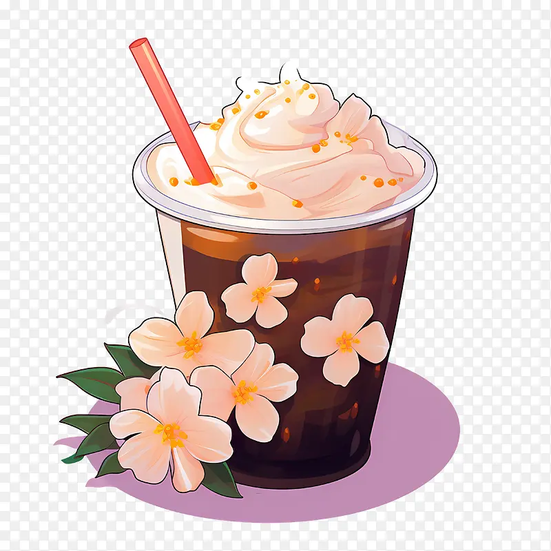 珍珠奶茶-白花
