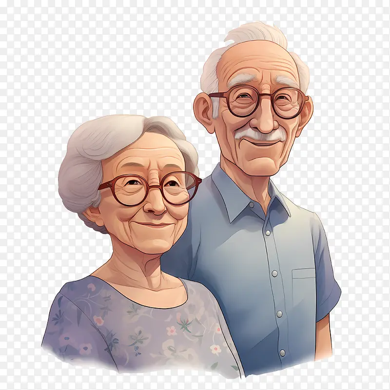 国际老年人日-国际老年人日老年夫妇微笑的夫妇幸福的夫妇白发夫妇