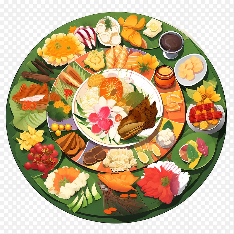 OnamSadya食物-OnamSadya食物盘水果蔬菜肉类