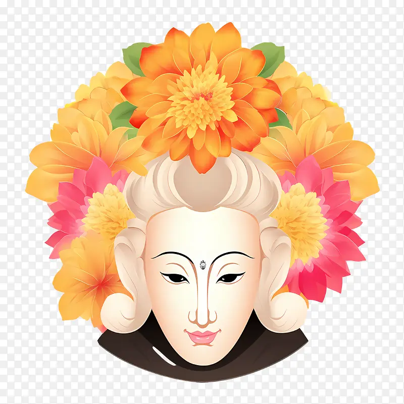 抽象脸-抽象脸头脸花华丽