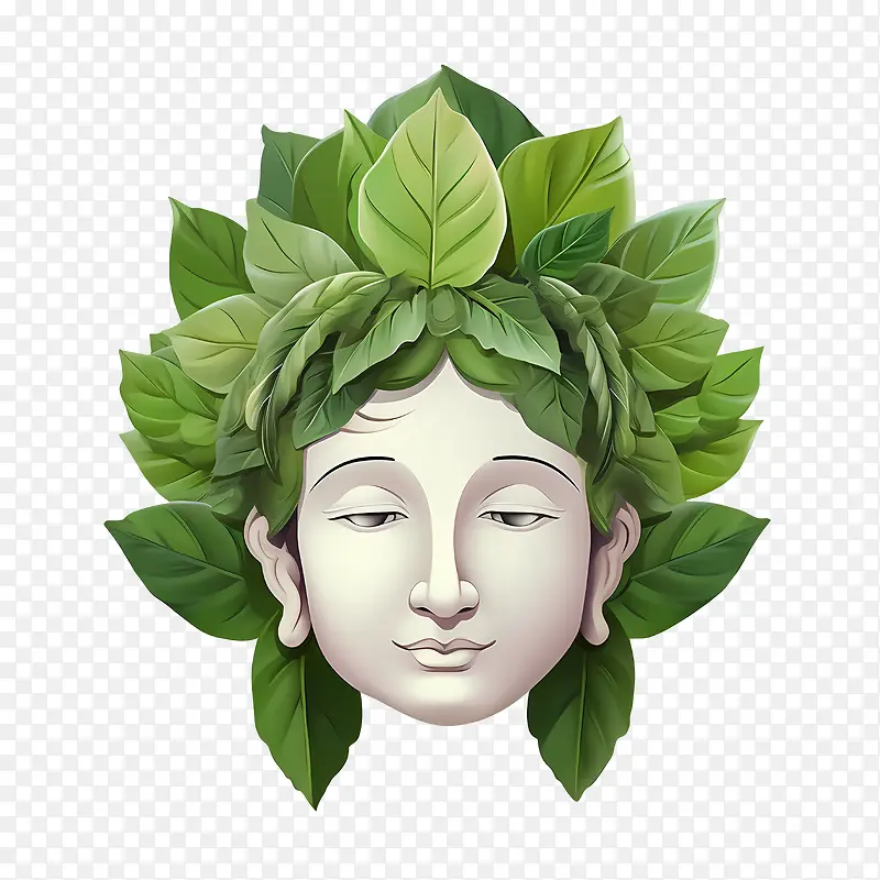 抽象的脸-抽象的脸脸女人绿叶