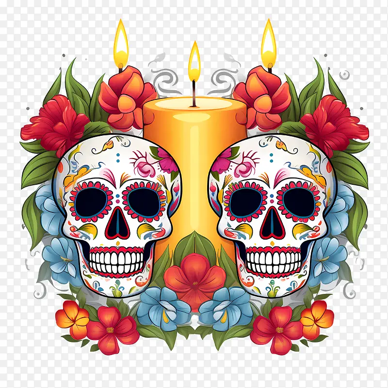 亡灵节-亡灵节亡灵节蜡烛头骨蜡烛