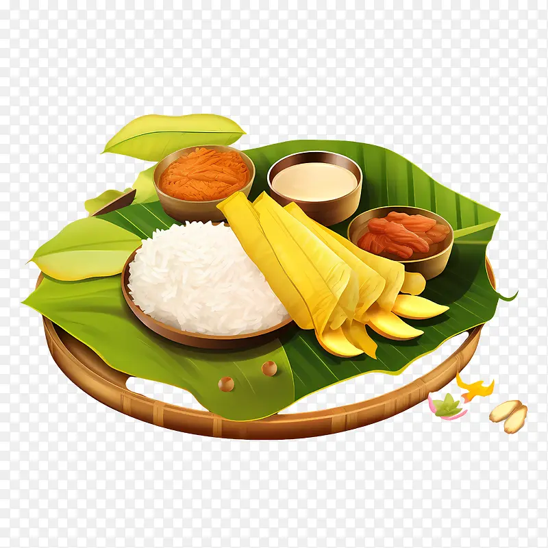 OnamSadya食品-OnamSadya食品香蕉米饭香料碗