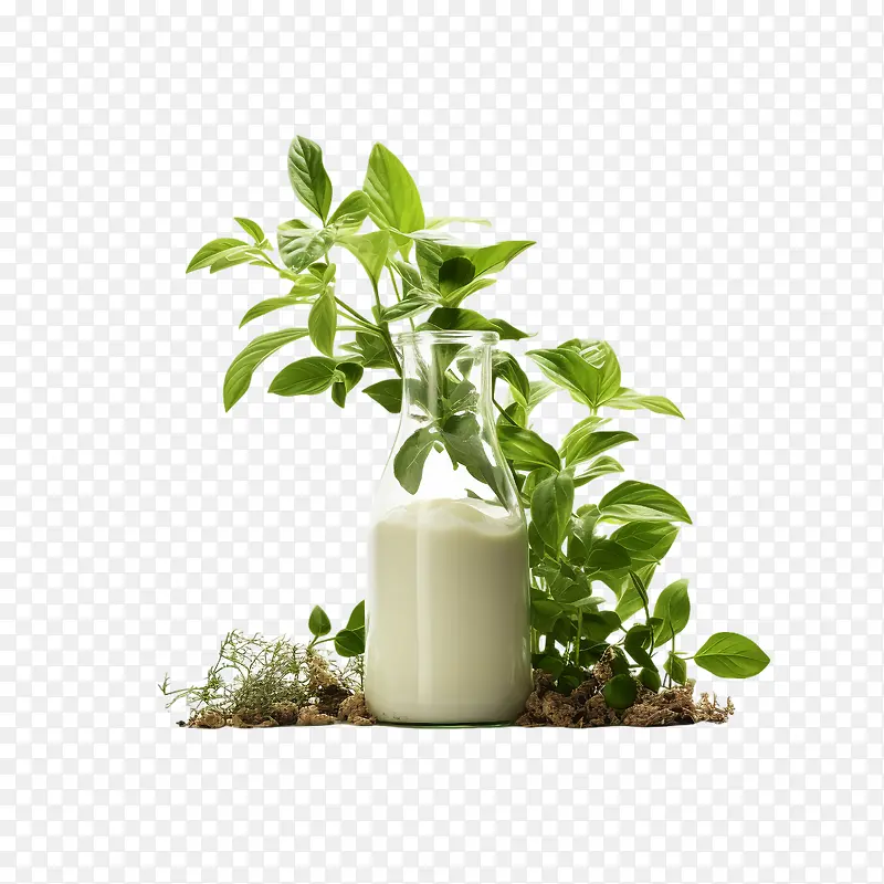 世界植物奶日-世界植物奶日牛奶玻璃瓶薄荷草本